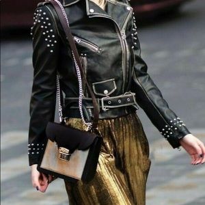 zara studded leather jacket
